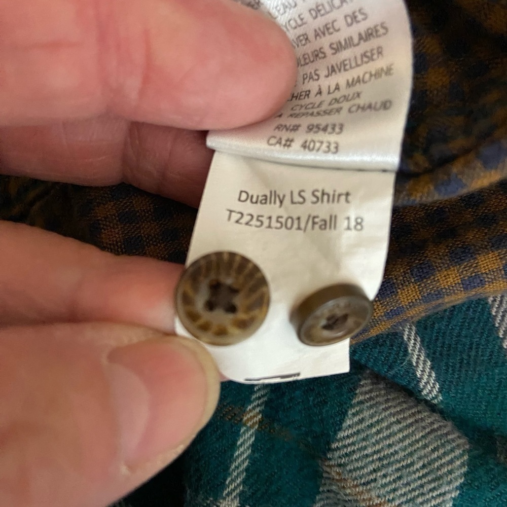 Toad&Co Dually Plaid Flannel Shirt Organic Cotton Size XL Double Layer Green - Picture 5 of 13